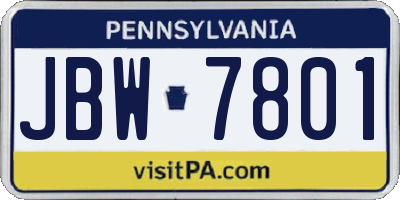 PA license plate JBW7801