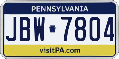 PA license plate JBW7804
