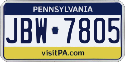 PA license plate JBW7805
