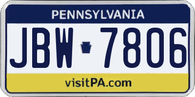 PA license plate JBW7806