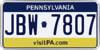 PA license plate JBW7807