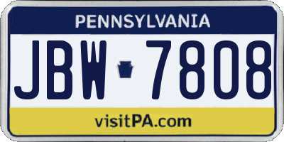 PA license plate JBW7808