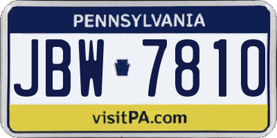 PA license plate JBW7810