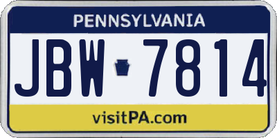 PA license plate JBW7814