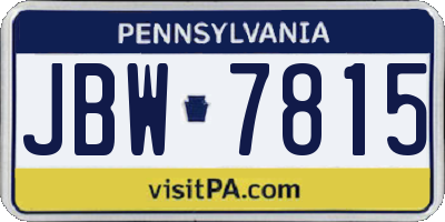 PA license plate JBW7815
