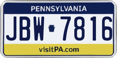 PA license plate JBW7816