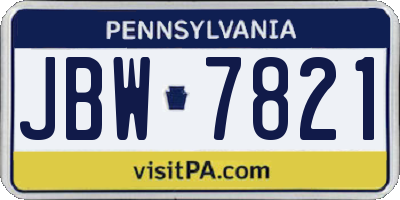 PA license plate JBW7821