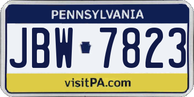 PA license plate JBW7823