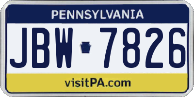 PA license plate JBW7826