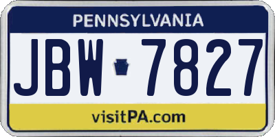 PA license plate JBW7827
