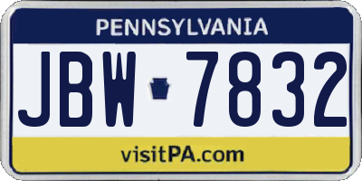 PA license plate JBW7832
