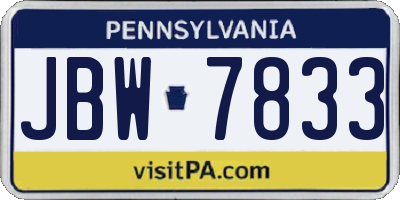 PA license plate JBW7833
