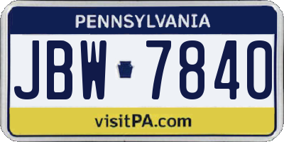 PA license plate JBW7840