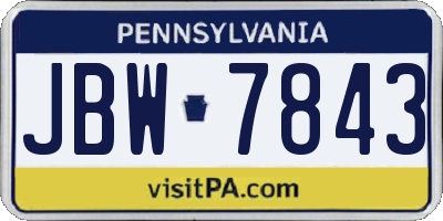 PA license plate JBW7843