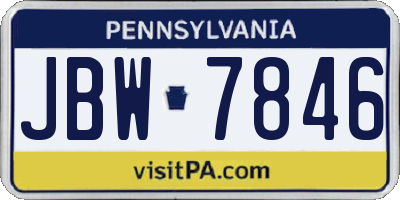 PA license plate JBW7846