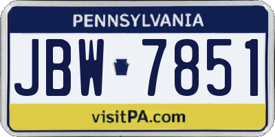PA license plate JBW7851