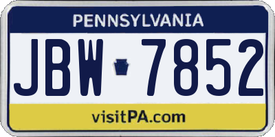 PA license plate JBW7852