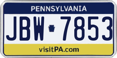 PA license plate JBW7853