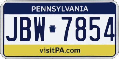 PA license plate JBW7854