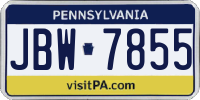 PA license plate JBW7855