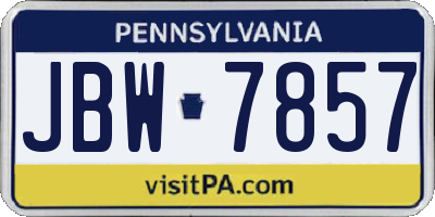 PA license plate JBW7857