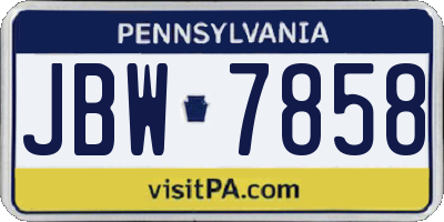 PA license plate JBW7858