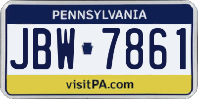 PA license plate JBW7861