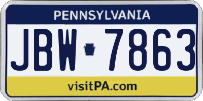 PA license plate JBW7863