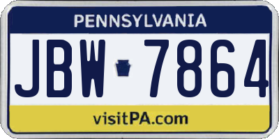 PA license plate JBW7864