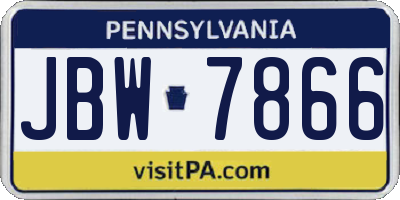 PA license plate JBW7866