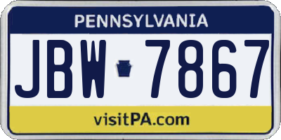 PA license plate JBW7867