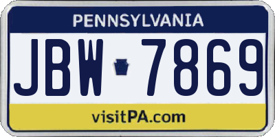 PA license plate JBW7869
