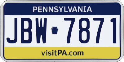 PA license plate JBW7871