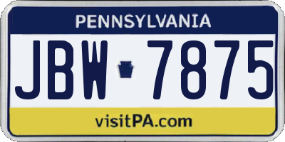 PA license plate JBW7875