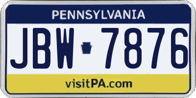 PA license plate JBW7876