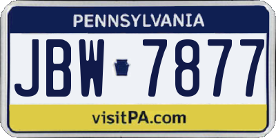 PA license plate JBW7877