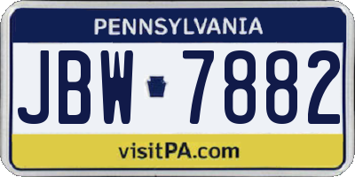 PA license plate JBW7882