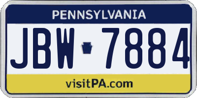 PA license plate JBW7884
