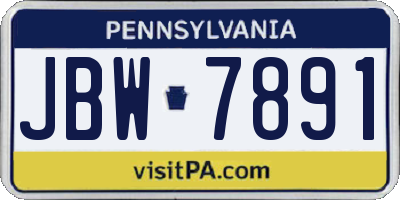 PA license plate JBW7891