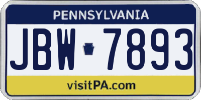 PA license plate JBW7893