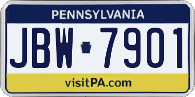 PA license plate JBW7901