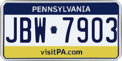 PA license plate JBW7903