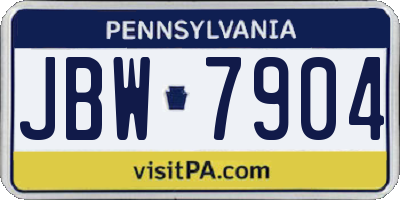 PA license plate JBW7904