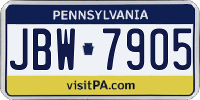 PA license plate JBW7905