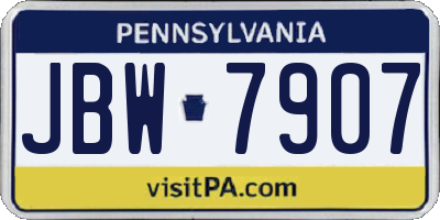 PA license plate JBW7907