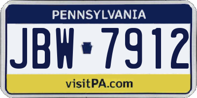 PA license plate JBW7912