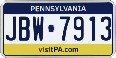 PA license plate JBW7913