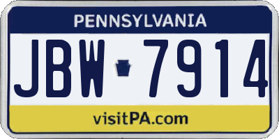 PA license plate JBW7914