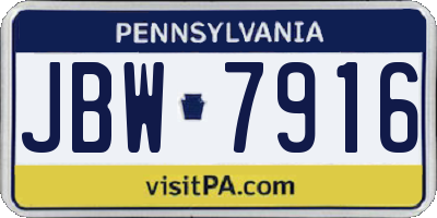PA license plate JBW7916