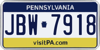 PA license plate JBW7918